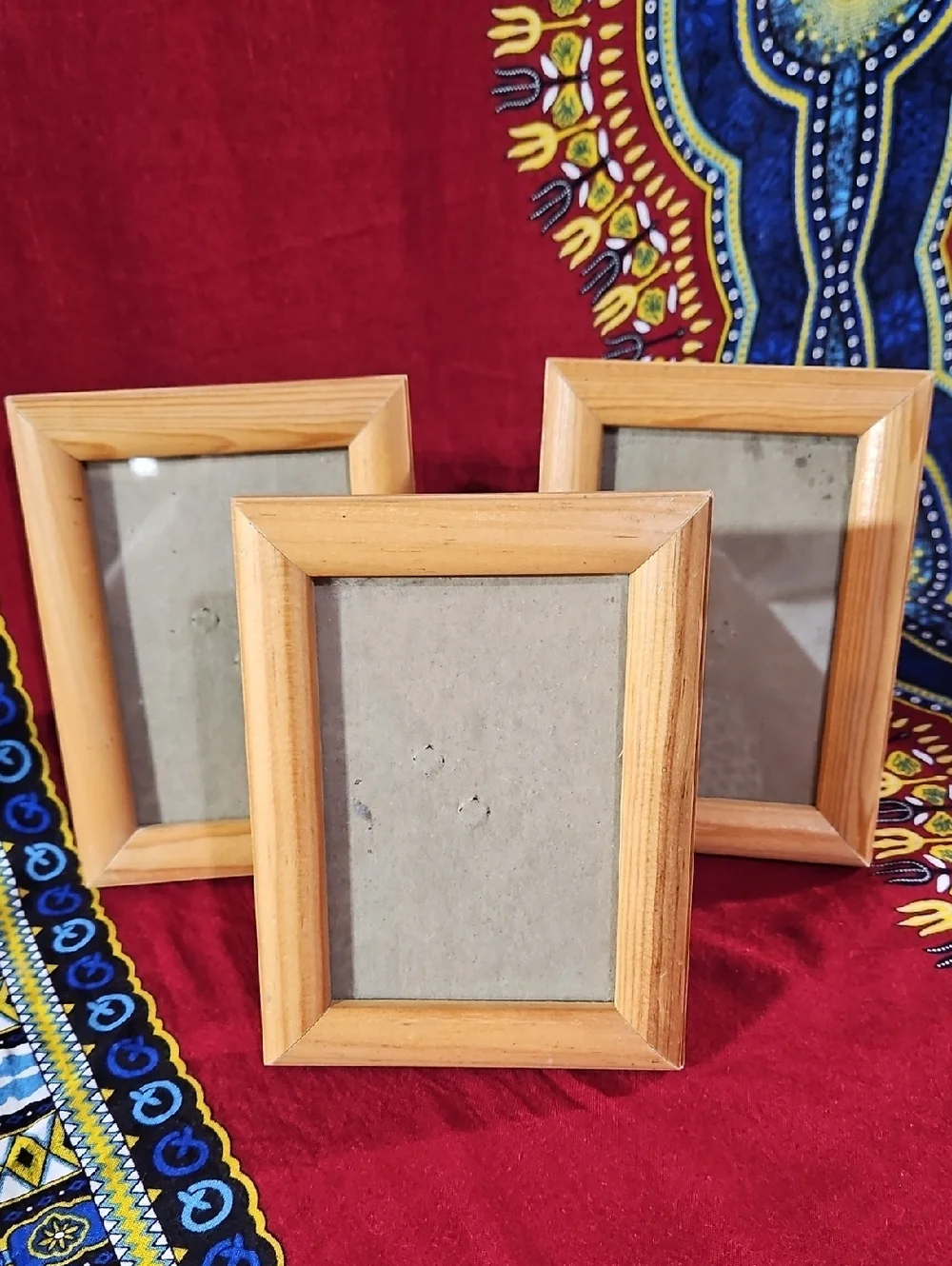 Vtg. Natural Wood Photo Frame, Set of 3